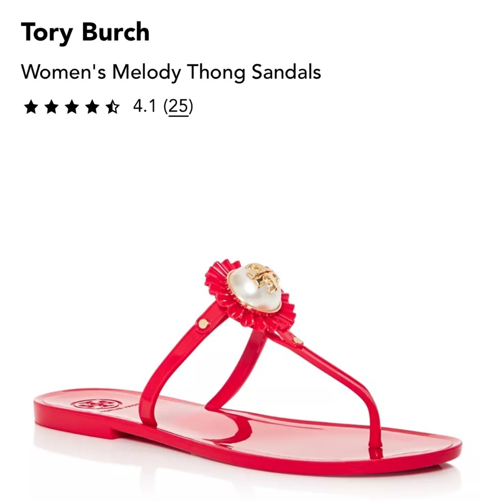 Tory Burch Red Melody Thong Sandals